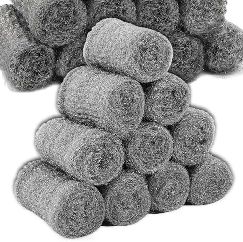 24pcs Steel Wool Mice,Wire Wool Mice,Steel Wire Wool 0000 Ultra Fine,Steel Wool Mice Blocker,Wire Wool Rats For Metal Fine Steel Wool Rodent Control,Cleaning&Closing Small Hole DIY Fill Fabric