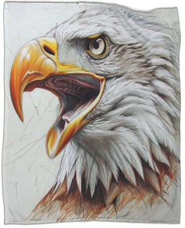 VFKLZCNYR Eagle 3D-Decke für Kinder und Erwachsene, weiche Flanelldecke für Kinderzimmer, Babybett, gemütlich, warm, flauschig, Überwurf, Geschenk mit Aufdruck für Neugeborene und Kleinkinder, 127 x