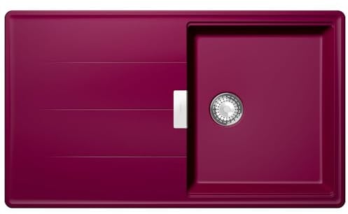 Schock hochwertige Küchenspüle 86 x 50 cm Tia D-100 Berry - CRISTADUR farbige Spüle mit Abtropffläche ab 60 cm Unterschrank-Breite, TIAD100ABRY