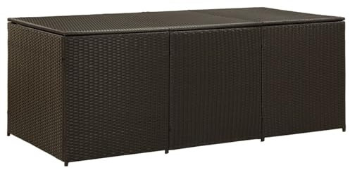 IKAYAA Gartenbox wasserdicht XXL Rattan Gartenbox Rattan Auflagenbox XXL Gartenbox XXL Garten Auflagenbox Kissenbox Gerätebox Gartentruhe-180 x 90 x 70 cm Braun