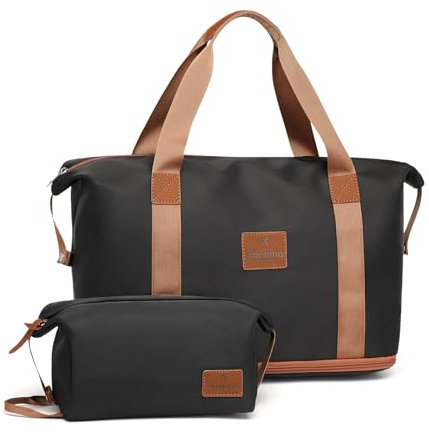 Joyway Reisetasche Damen, Faltbare Sporttasche Overnight Weekend Handgepäck für Damen, Kurze Reisen, Urlaub, Sport Gym wasserfest Travel Bag Schwarz