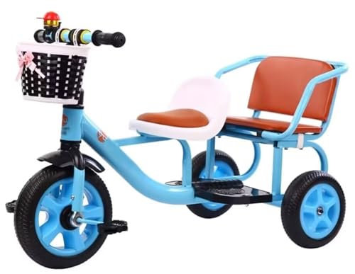 LSQXSS Dreirad mit zwei Sitzen für Kleinkinder, Aufsitz-Dreirad, Pedal-Dreirad für Jungen und Mädchen, Rücksitz mit breiter Fußstütze, Schaumstoffräder