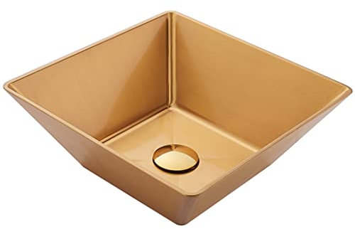 asdchZen Lavabos De Baño Cuadrados sobre Encimera, Modernos, De Acero Inoxidable, con Desagüe Emergente