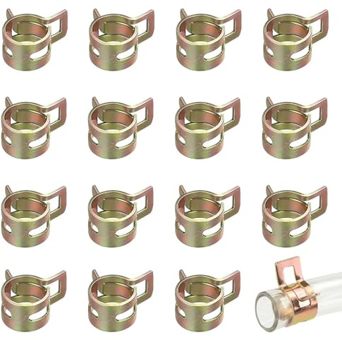 15Pcs Spring Clamps,12mm Band Type Fuel Line Clips,Water Pipe Air Tube Silicone Vacuum Hose Clamp Fastener for Fuel Hose Line