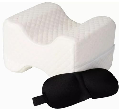 IRSTBL Knee Pillow with Memory Foam – Contoured Side Sleeper Cushion for Back, Hip & Sciatic Pain Relief – Ergonomic Support with Washable Cover & Sleep Mask