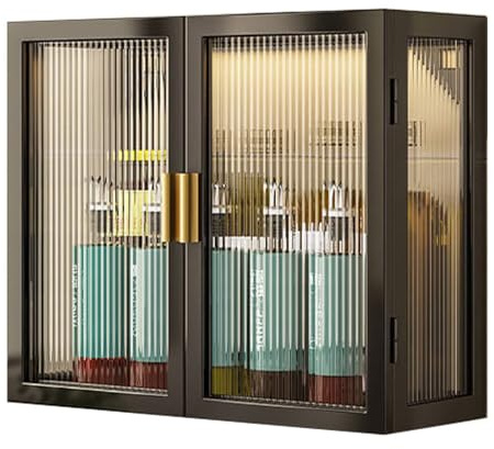 Generisch Moderner Badezimmer-Wandschrank aus Metall mit Glastür über der Toilette, Aufbewahrungslösung für Badezimmer, Wohnzimmer und Küche