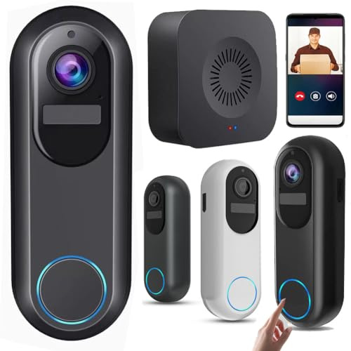 Halovision Doorbell Camera, 360° View & 120-Day Battery Life, 2K Wireless Doorbell，AI Human Detection, Night Vision, Two-Way Talk，Long-Lasting Dual Battery System (black,32GB)