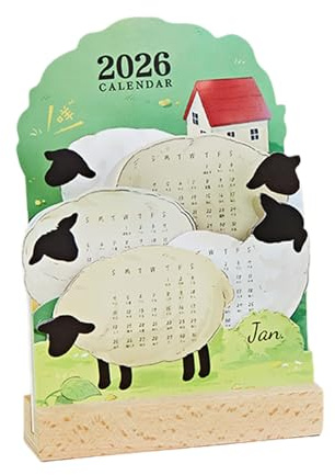 Schreibtischkalender 2026 - Schafpferd Dickes Papier Kalender | 2026 Kalender Tiere Desktop Dekoration - Für Urlaub Neujahr Home Office Schule Studentenzimmer Familie Lehrer Planung und Termine