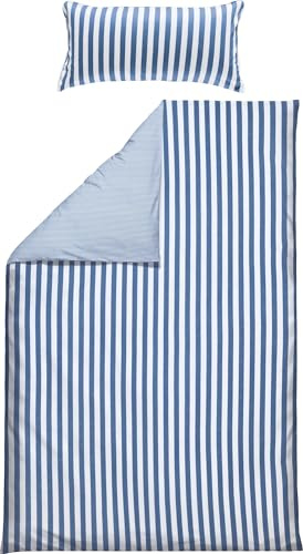 Erwin Müller Wendebettwäsche Mako-Satin blau-weiß Größe 1x 155x220 cm + 1x 40x80 cm