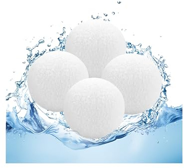 Filter Balls Pool Pack of 4 Large Size 3 Inch Cleaning Balls Whirlpool Filter Balls Blancs for Sand Filter System Pool Filter Balls Pool Pump Filter Balls Convient Aux Spas, Jacuzzis et Piscines (Pack