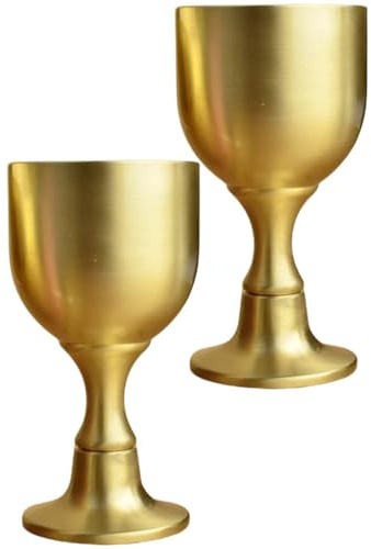 SHINEOFI 2pcs Pure Copper Wine Glass Chinese Multi-Function Goblet Delicate Household Copper Cup for Vintage Decor and Wine Supplies