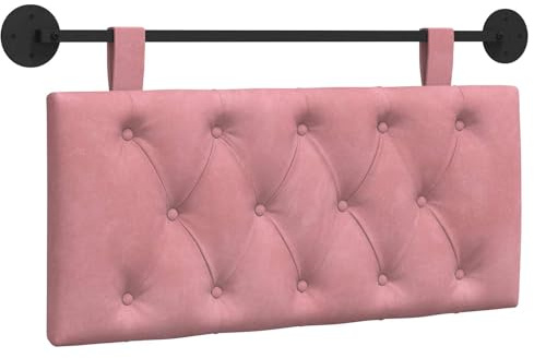 vidaXL Hängendes Kopfteil Rosa Samt, Schlafzimmer, modernes Wand-Kopfteil, rechteckig mit Samtbezug, gesteppt, Holzwerkstoff, platzsparende Dekoration