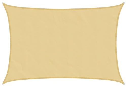 Voile d'ombrage Sable 6x5 m 100% Polyester Oxford résistant Eau UV avec Anneaux D pour Patio extérieur Jardin Piscine Ombre fraîcheur Confort