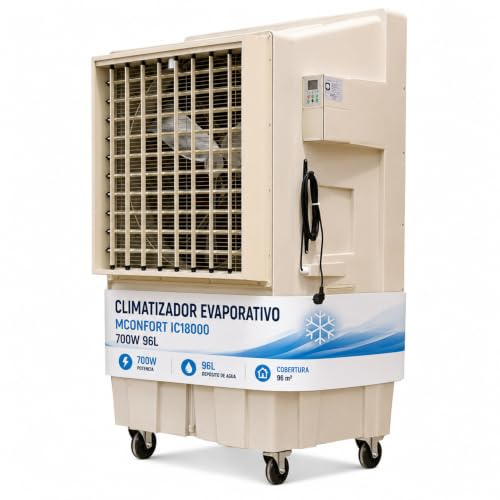 Climatizador Evaporativo Industrial VONALA IC18000 – Enfriador de Aire Profesional, Depósito 96L, Caudal 18000 m³/h, Cobertura 200m², 700W Climatizador Industrial Portátil