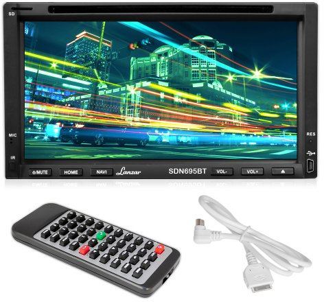 Lanzar SDN695BT 6.95 inch Double-DIN Touchscreen Video DVD/MP4/MP3/CD Player With Hands-Free Bluetooth