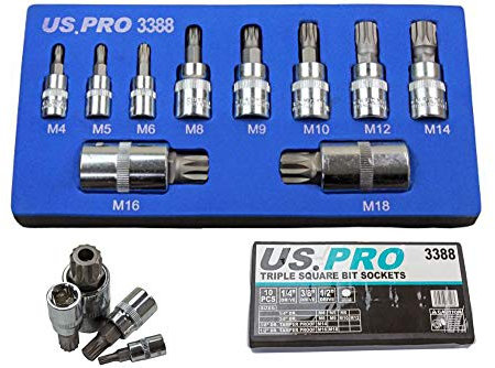US Pro 10pc Triple Square Bit Sockets B3388