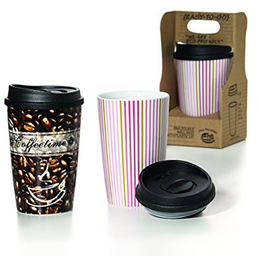 Easy-to-go Becher Filippo doppelwandig,mit Plastikdeckel Porzellan, 0,3 l