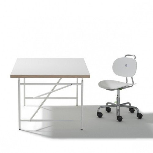 Lampert Set Kinderschreibtisch Eiermann + Stuhl Turtle - Schreibtisch Tischplatte 120 x 70 cm weiß und Gestell weiß + Drehstuhl Turtle weiß - Richard Möbel