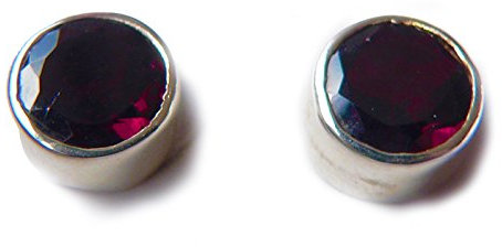 Granat Rhodolith facettiert Edelstein Ohrstecker 925er Echtsilberfassung Cabochons