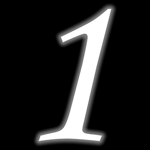 Leuchtziffer - Selbstklebende Hausnummer - 1 - leuchtend, 10 cm hoch - Kleben statt Bohren, nachleuchtend Aufkleber, Ziffer, Zahlen - Leuchtfolie
