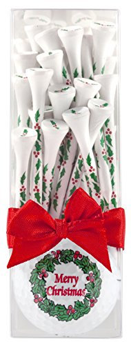 Golfgeschenk Golfball Merry Christmas und Weihnachtstees mit Mistelzweig-Design