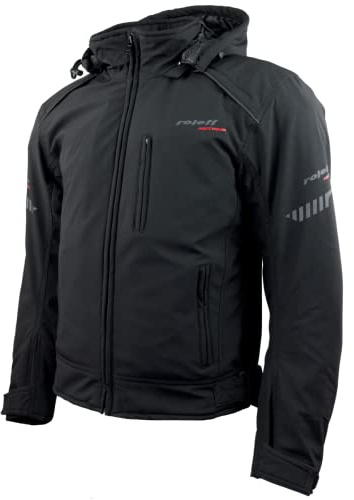 Softshell Motorradjacke kurz mit Hoodie CE Protektoren Herren inkl. Regenmembrane Thermofutter