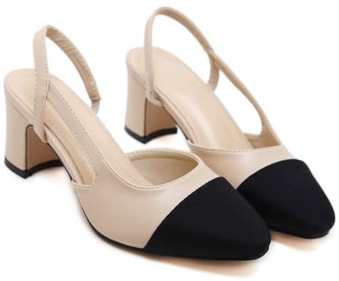 Elegante Donne Scarpe con Tacco Alto in Pelle Morbida Slingback Sandalo Pompe per Vestiti,38 EU