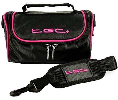 Samsung NX3000, NX mini Camera Case Bag by TGC ® with shoulder strap and Carry Handle (Jet Black With Hot Pink Trims)