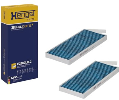 HENGST - Innenraumfilter E2982LB-2 - Luftfilter für den Innenraum antibakteriell - Filtert Staub, Pollen, Gerüche & Bakterien für Allergiker - Für sauberes Innenraumklima im KFZ