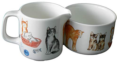 crackinchina Cats milk jug and open sugar bowl set