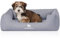 Knuffelwuff Orthopädisches Wasserabweisendes Hundebett Malou aus Velours mit Handwebcharakter M-L 85 x 63cm Hellblau - Abnehmbarer Bezug - waschbar - für große, mittelgroße und kleine Hunde