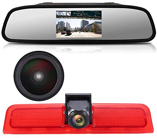 4.3'' Rückspiegel Monitor + 1280*720 Pixel 1000TV Linien HD Nachtsicht Bremsleuchte Rückfahrkamera für VW Caddy Life 2K Facelift III Kasten 2KA Kombi Cross maxi Tdi dritte 3 2003-2014 Bj/ Transporter