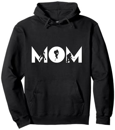Mom Silhouette Girly Ice Hockey Athlete Sport Lover Gift Pullover Hoodie