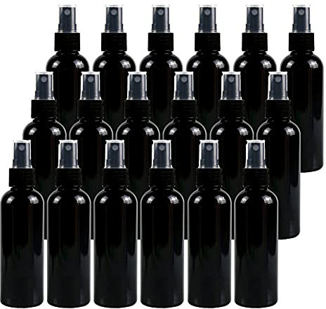 TIANZD 24 Pieces Empty 100 ml Black PET Plastic Fine Mist Pump Spray Bottles with Black Top Portable Sprayer for Perfume Water Cosmetic Travel Containers Refillable, 2x Funnel