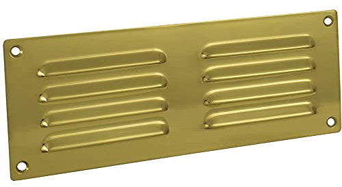 242 x 89mm Hooded Louvre Airflow Vent - Polished Brass - Internal Door Plate | Indoor Ventilation Wall Plate - Airing Cupboard Boiler Room - Increased Airflow Door Vent