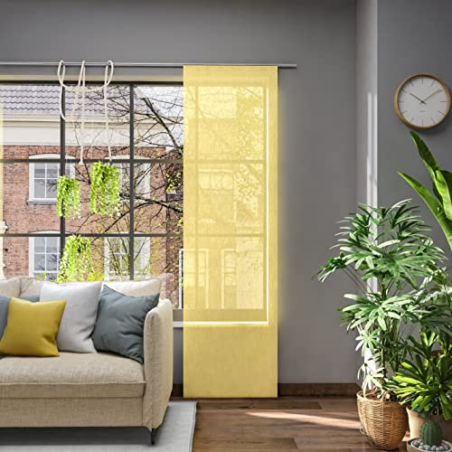 Neutex for you! Libre ECO Schiebevorhang, Gardine, Vorhang, Halbtransparent, 245 x 60 cm (H/B), 481352, Made in Europe, Oeko-Tex Standard 100, gelb