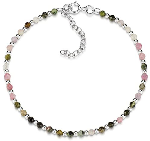 Materia Edelstein Armband Damen facettiert Turmalin 925 Sterling Silber 16,5-20cm SA-151-Bunt