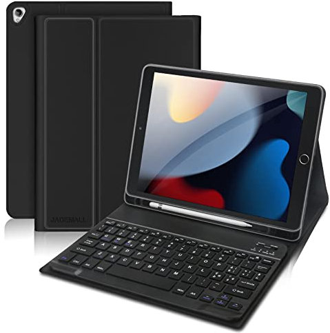 JADEMALL Tastiera iPad 9 Generazione, Custodia con Tastiera per iPad 10.2 9a/8a/7a Generazione 2021/2020/2019, Italiano QWERTY Staccabile Bluetooth Magnetica per iPad 10.2, Nero