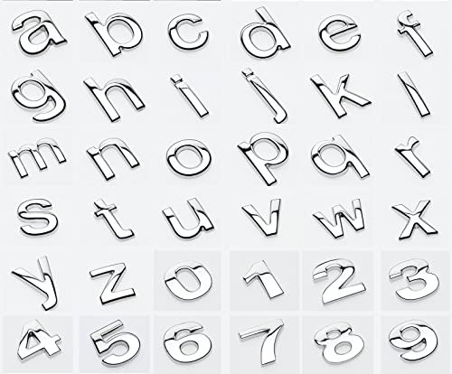NewL Benutzerdefinierte Metall Kleinbuchstaben für Auto und Briefkasten Haus Aufkleber Emblem Namensschild Kit (Silber)