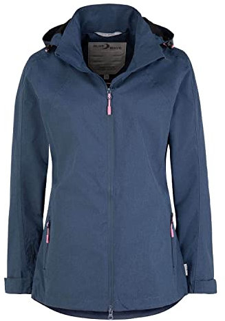 Blue Wave Damen Funktionsjacke Hannah - Outdoor-Jacke Regenjacke mit abnehmbarer Kapuze und Mesh-Innenfutter in Blue Nights Größe 36