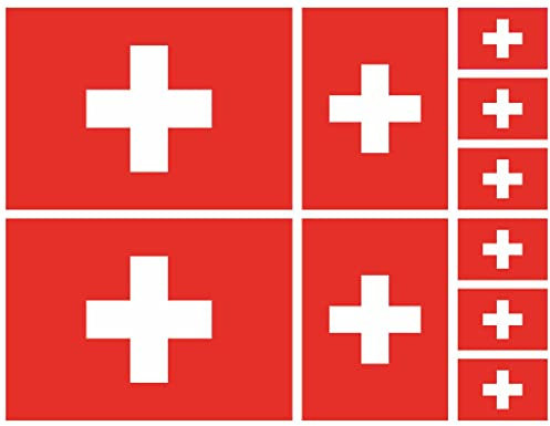 Samunshi® Aufkleber Set Schweiz Autoaufkleber 10 Flaggen Set 10cm Set Schweiz