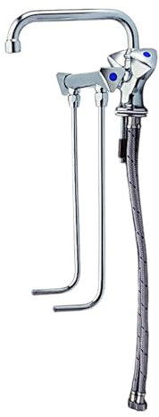 BieTal® Gastronomie Spülbeckenhahn Hochdruck Mischbatterie für 2 Becken mit 30cm Unterspülung