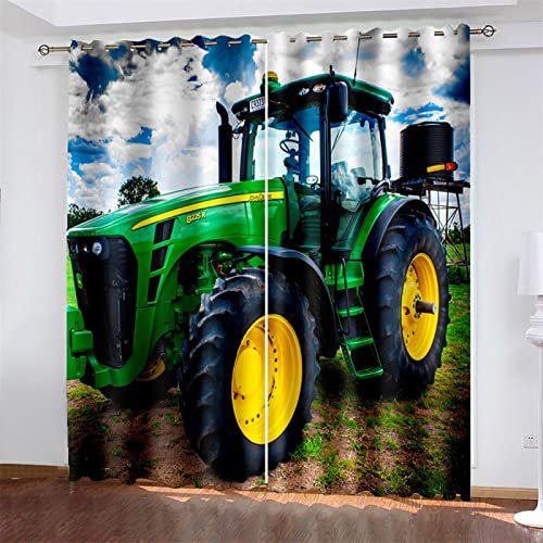 MTBDyyds Himmel Grün Auto 200X160Cm Verdunkelungsvorhänge 3D Drucken Verdunklungsvorhänge Kinderzimmer 2 Stück Vorhang Blickdicht Ösenschal Kindergardinen Junge Verdunklungsgardine
