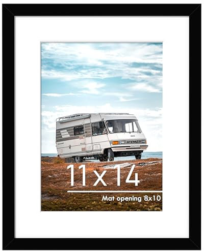 PEALSN 11x14 Bilderrahmen, Display Bilder 8x10 mit Passepartout oder 11x14 ohne Matte für Wandmontage, Display, Fotorahmen, Schwarz
