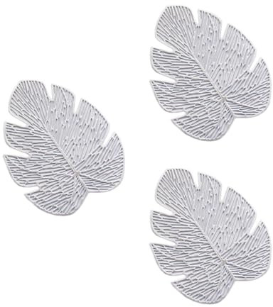 Whakano 6 Stück Untersetzer aus PVC,Blattuntersetzer,fur Tassen,Vasen,Einweihungsgeschenk zum Küche Wohnzimmer Dekoratio,Hitzebeständiges Untersetzer,für Hotels,Büros,Küche,Cafés,Restaurants,Silber