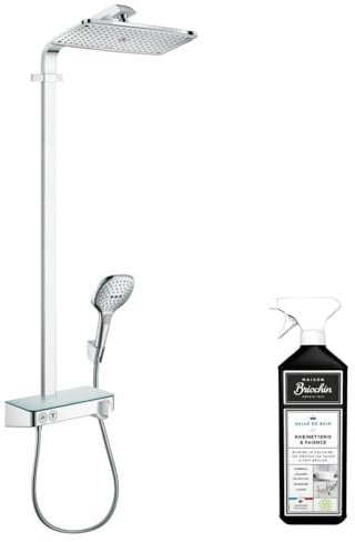 Colonne de douche thermostatique HANSGROHE Raindance E 360 avec mitigeur 30 cm chromée + nettoyant Briochin