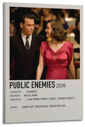 greb Filmposter Public Enemies, Raumdekoration, ästhetisches Poster, künstlerisches Poster für Schlafzimmer, Wohnzimmer, Wände, 40 x 60 cm, Rahmenstil