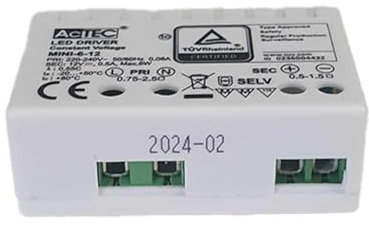 A2ZWORLD Led Driver, Tensione Costante, 6W 250mA 12V, Mini Alimentatore per Strisce Led, IP20, Installazione Semplice con Morsetti