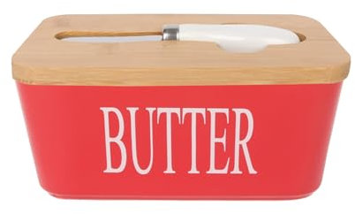 bephible Mantequera con tapa, recipiente para mantequilla, plato de mantequilla para cerámica con tapa, multiusos, gran capacidad para cocina