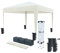 Gazebo Pieghevole 3x3m Impermeabile con 4 Sacche per Pesi e Borsa Trasporto - Chiusura a Fisarmonica per Fiere, Campeggio, Esterno, Piscina - Struttura in Acciaio - Copertura 160g/m² (Beige)